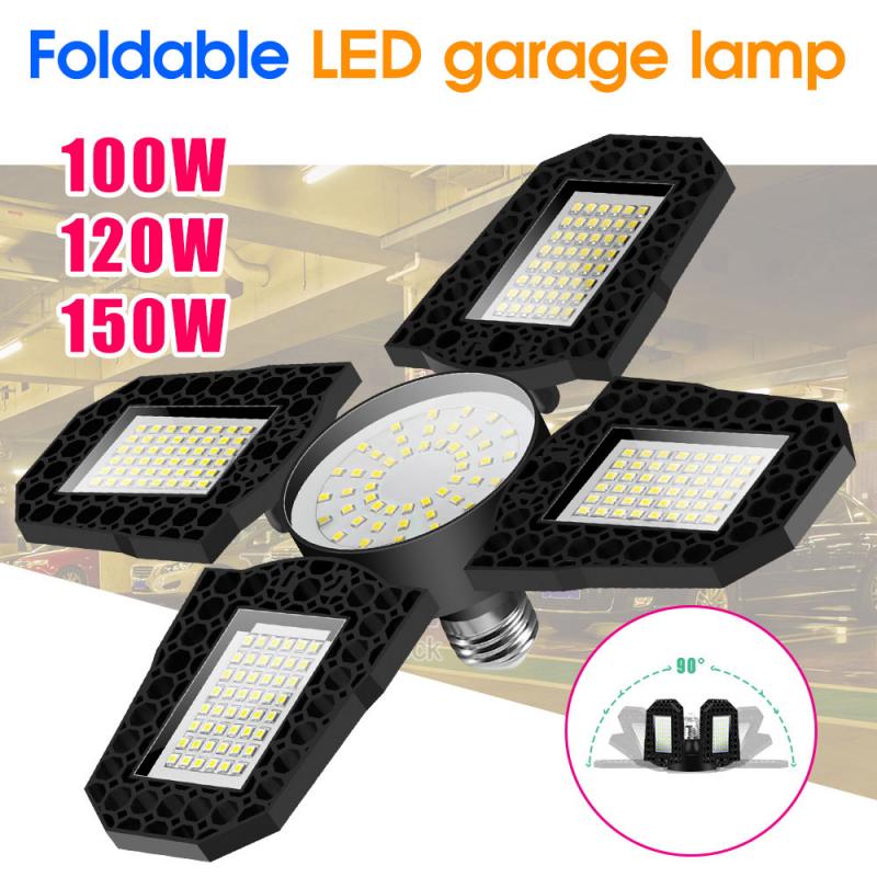 Led Garage Licht Led High Bay Workshop Plafondlamp Magazijn Verlichting Lamp 150W Verstelbare 4 Blad Vervormbare Lamp Voor garage