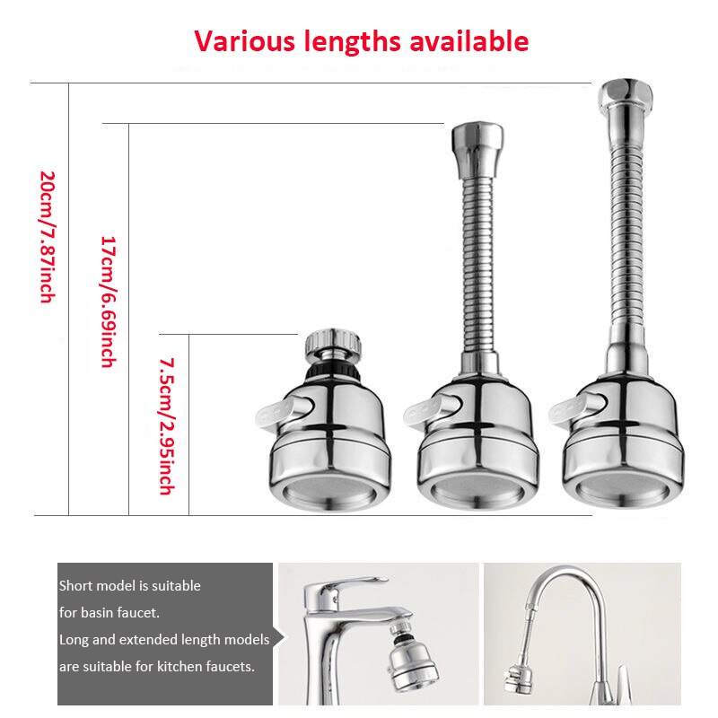 3 Modes Kitchen Basin Faucet Aerator Moveable 360 Degree Adjustable Tap Head Shower Diffuser Rotatable Nozzle Booster Faucet