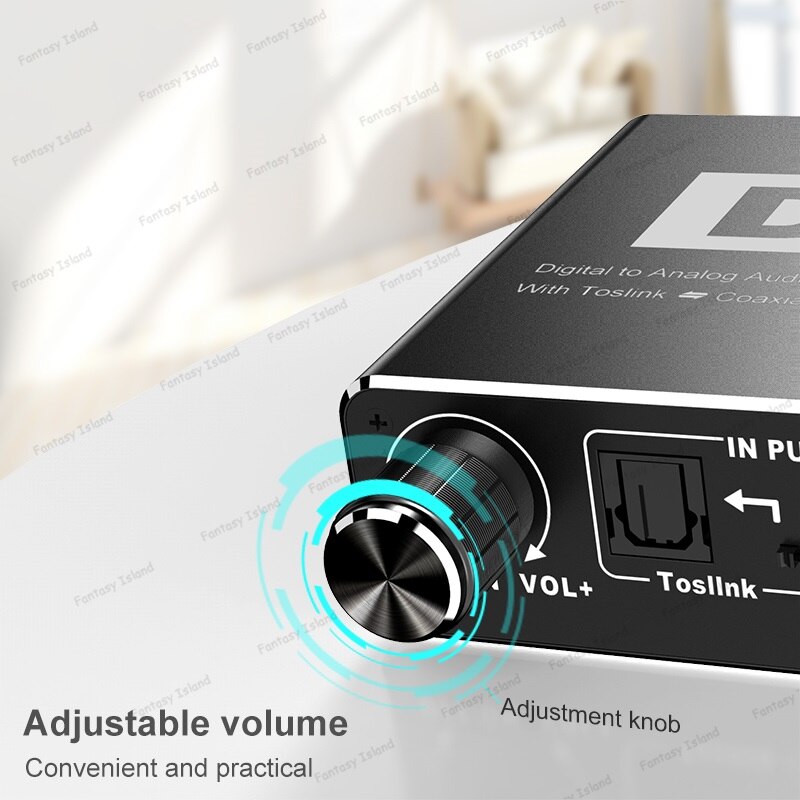 HW-30DA Digital to analog fiber converter coaxial to 5.1 channel audio decoder 3.5 headphone with adjustment