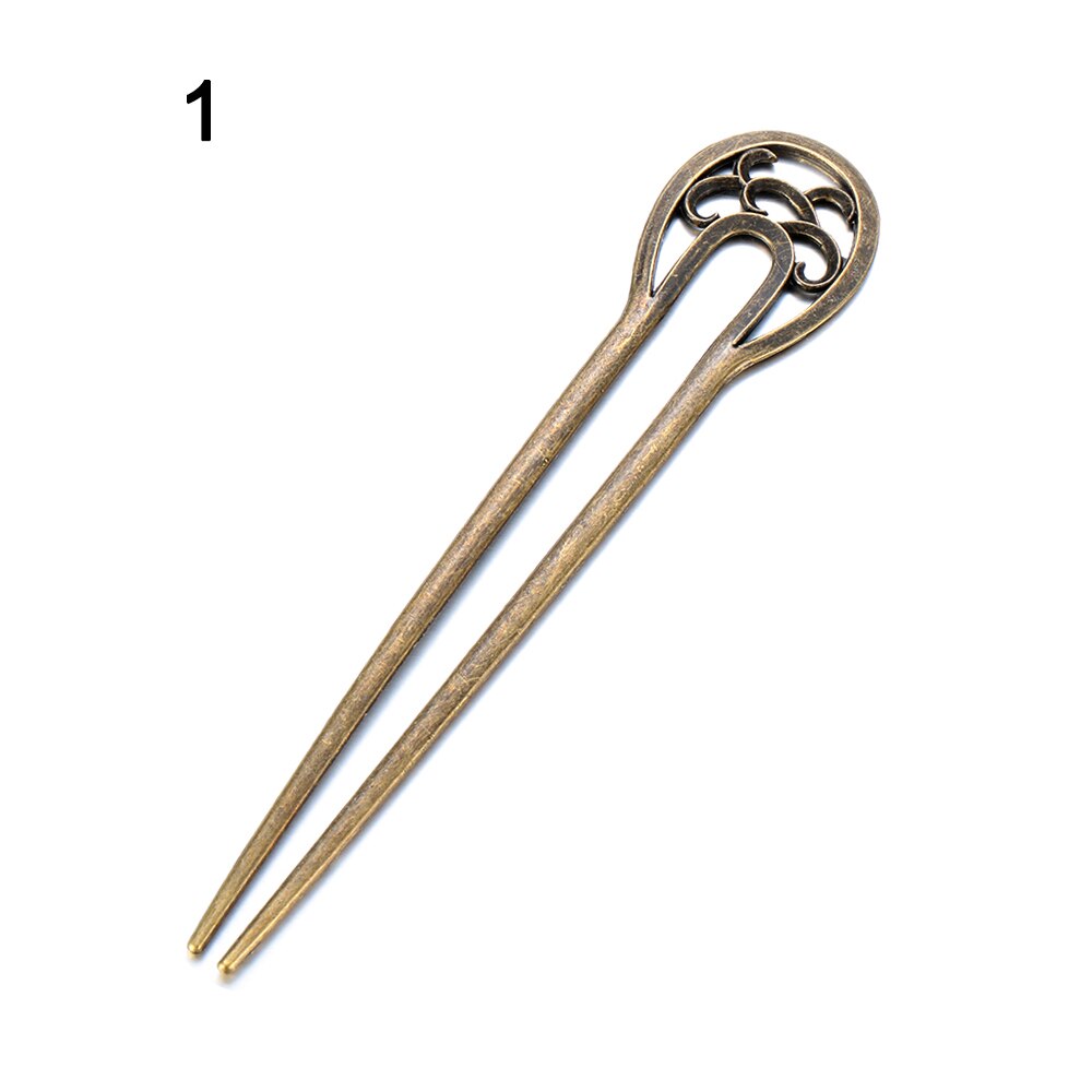 Vintage bronse hårspenne retro metallisk metall hårstift kvinner jenter hår styling verktøy hår gaffel buet hårnål: 1
