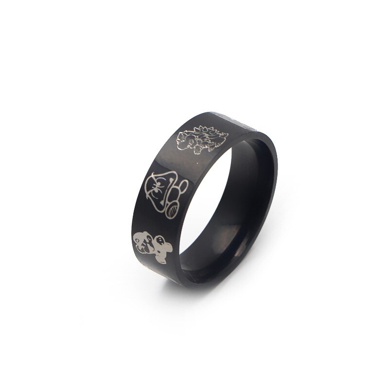 Zf824 cartoon stijl ringen roestvrij staal ring voor vrouwen mannen feest verloving zwart zilver kleur ringen sieraden