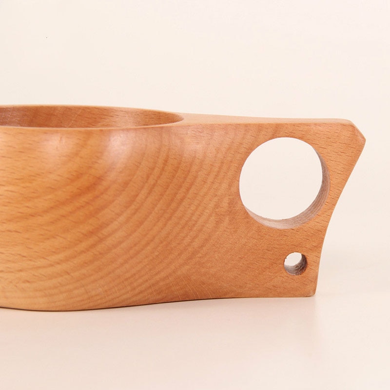 Finland kuksa Traditional Wooden Cup Outdoor Camping Drinking Cup Coffee Mug Handmade Nordic Beech Cup Travel Portable