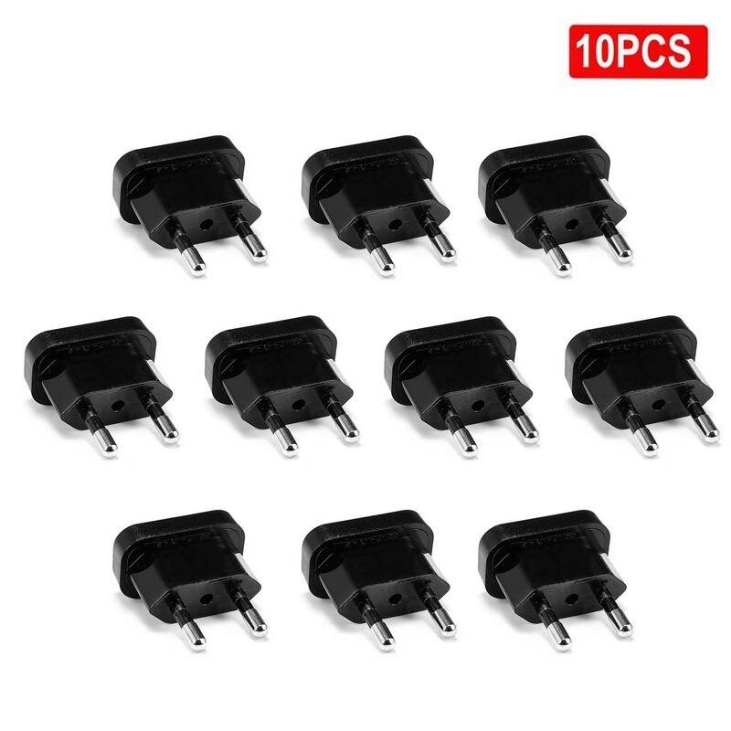 5/10 stk oss til eu støpsel adapter elektrisk adapter eu støpsel omformer kontakter oss kina til eu reiseadapter stikkontakt veggkontakt: 4.8mm / 10 stk sortere
