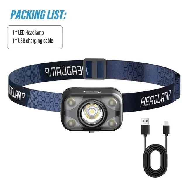 Usb genopladelig multifunktionel led-sensorpandelampe med strømdisplay udendørs vandtæt camping fiskeri nødlampe: Gul / Guld