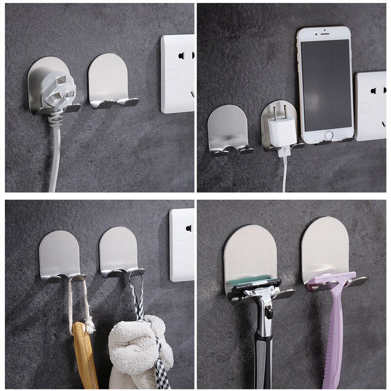 Stainless Steel Razor Holder Men Shaving Razor Straight Stand Shelf Shaving Razor Storage Rack Bathroom Hook Organizer Accessory