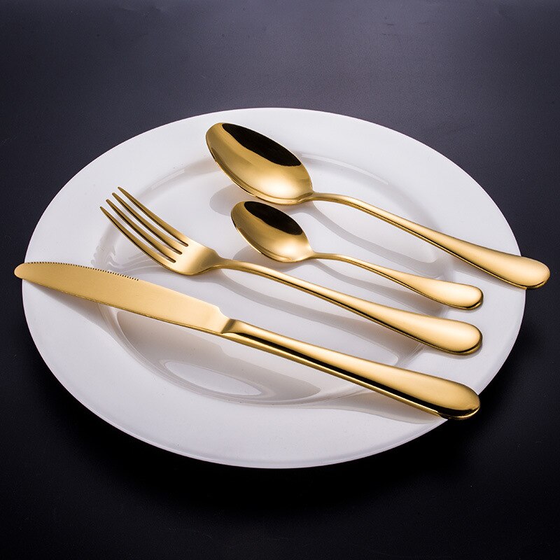 24Pcs Roestvrij Stalen Bestek Set Rose Gold Rainbow Zwart Bestek Set Keuken Mes Vork Lepel Servies Set Servies Set