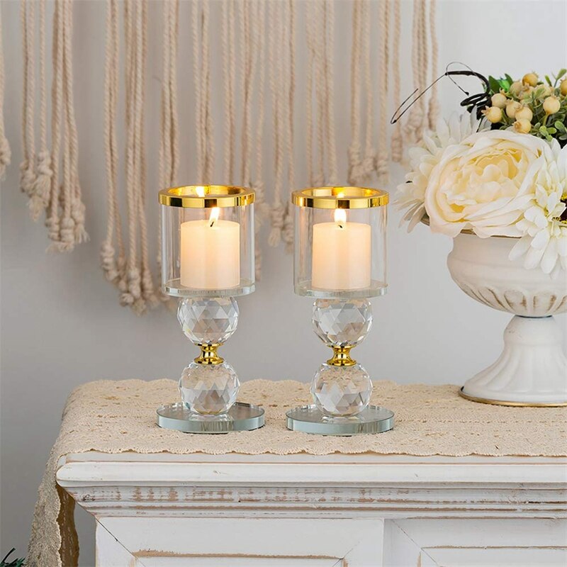 Crystal Pillar Candle Holder Glass Candle Holder Tealight Holder Candlesticks Holder For Pillar Candle For Table Decor