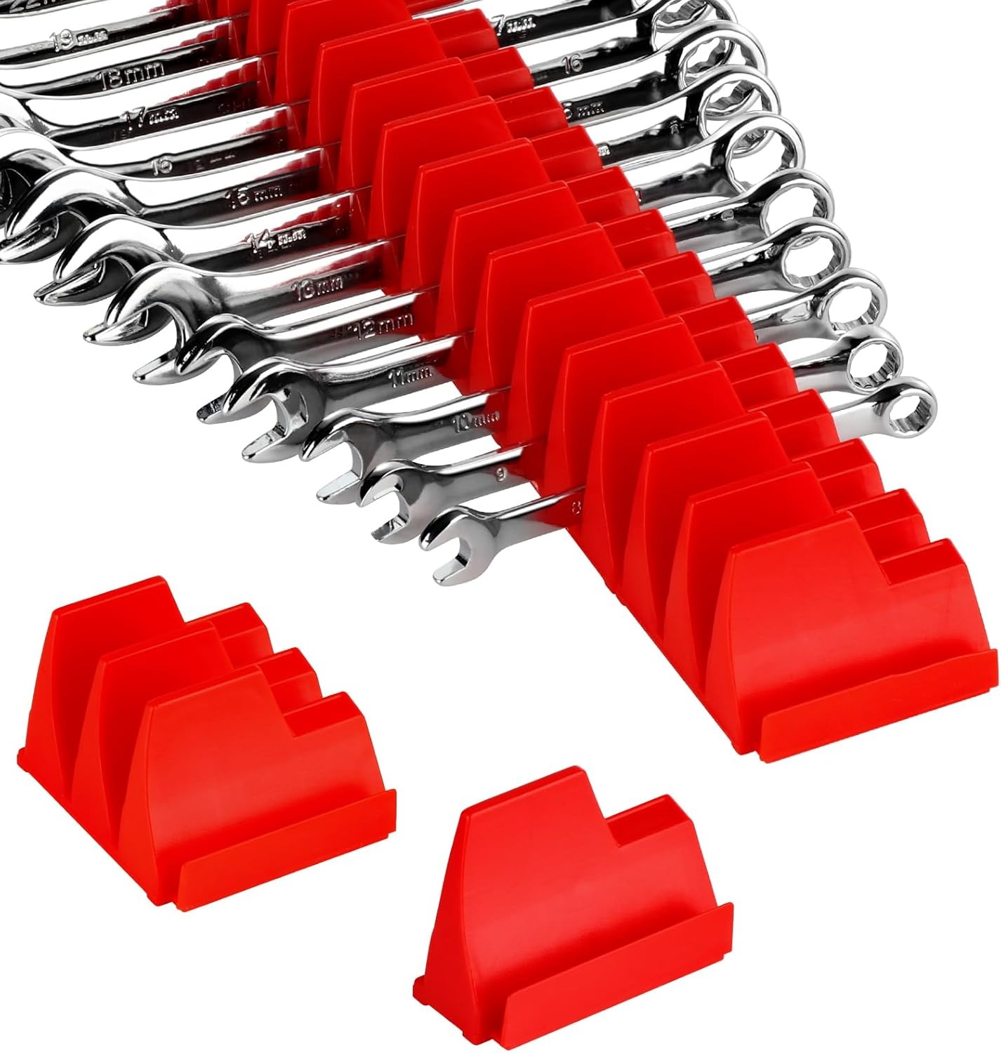 20pcs Wrench Pro Upright Storage Organizer Wrenches Magnetic Hexagonal Head Style - Modular Toolbox Holder Made Durable Plastic: Yellow & Black