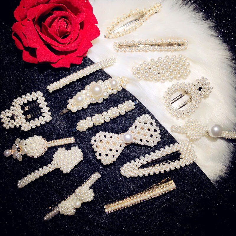 Vintage Hairwear Voor Vrouwen Eenvoudige Zoetwater Parels Bloem Haar Clip Haarspelden Hairwear Fijne Sieraden Temperament Zoete Bijoux