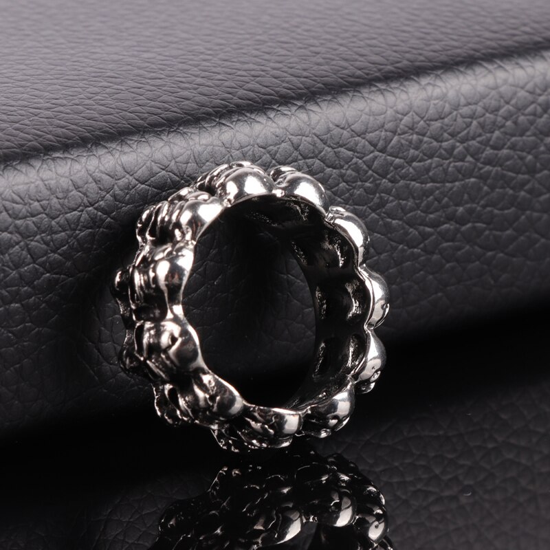 Unieke Zilveren Kleur Punk Ring 316L Rvs Heavy Suiker Schedel Ring Mens Mandala Bloem Santa Muerte Biker Sieraden