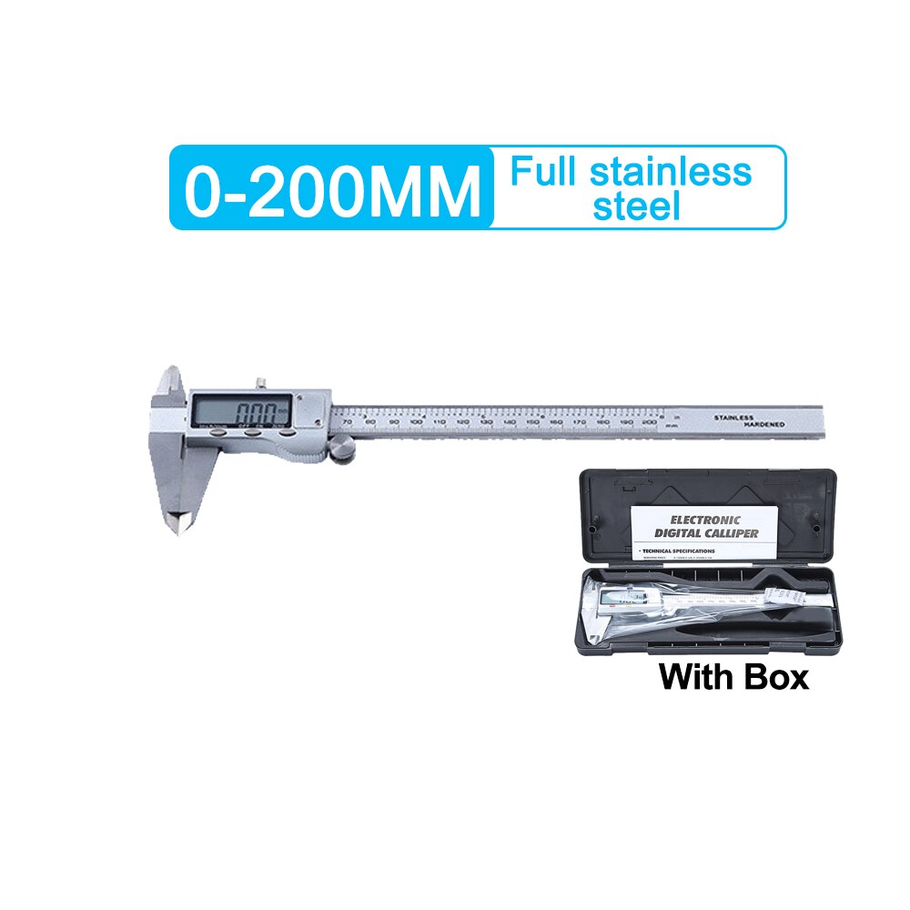 0-200mm Electronic Digital Vernier Caliper Micrometer Stainless/Plastic Vernier Caliper Ruler Measuring Tool Gauge Instrument: 0-200 MM Type A