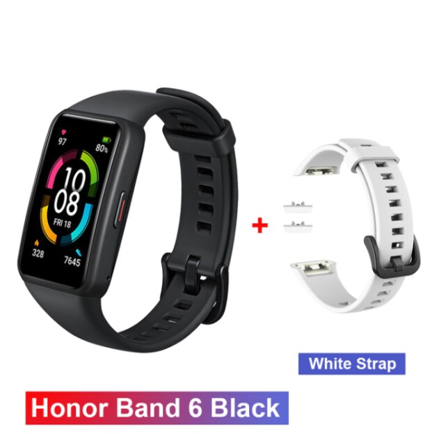 Original Honor Band 6 Multi-Language 1.47&quot; Full Screen SmartWristband Swimming Waterproof Touchscreen Heart Rate Monitoring: add White strap