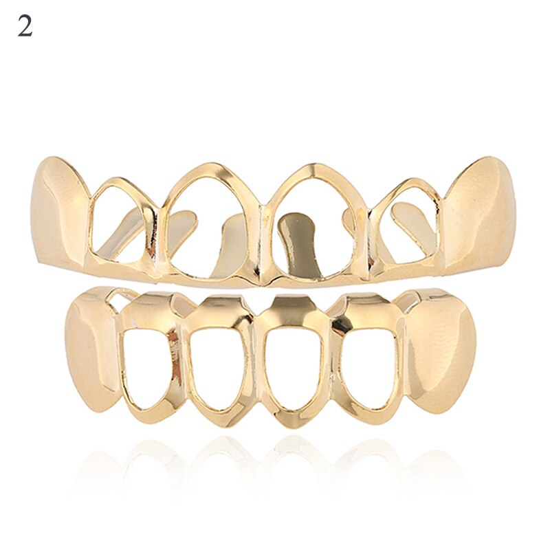 Hip Hop männer 6 Top & Bottom Zähne Gold Silber Farbe Falsche Zähne Grillz Set Bump Gitter Dental Grills für Frauen Körper Schmuck