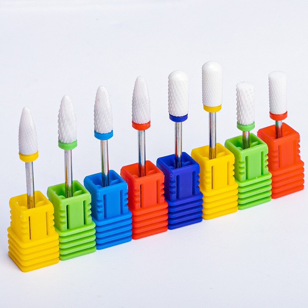 Juego de brocas de cerámica para uñas, Kit de taladro eléctrico de manicura para fresadora, limas de uñas, accesorios de equipo de arte de uñas, 5 uds.