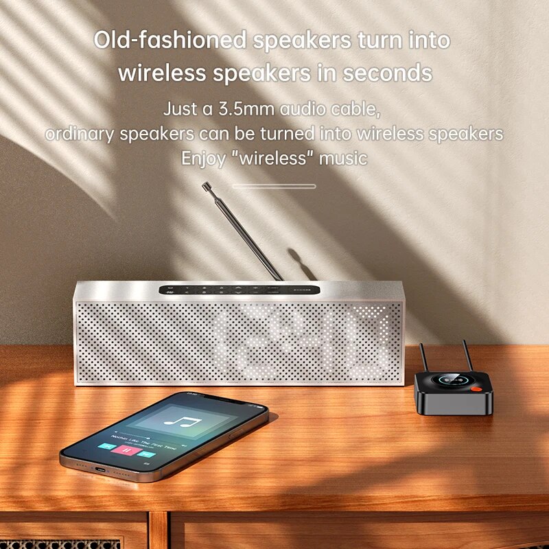 Bluetooth 5.0 Audio- Empfänger 3D NFC Stereo Musik kabellos Adapter TF Karte RCA 3,5mm AUX Jack Freisprechen Anruf & Mikrofon für Wagen Bausatz