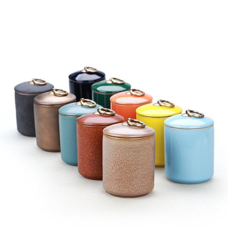 ! Caja de té de cerámica colorida, tarro de hojalata para dulces, contenedor de almacenamiento de alimentos, Caja de almacenamiento de especias de para potes de cocina