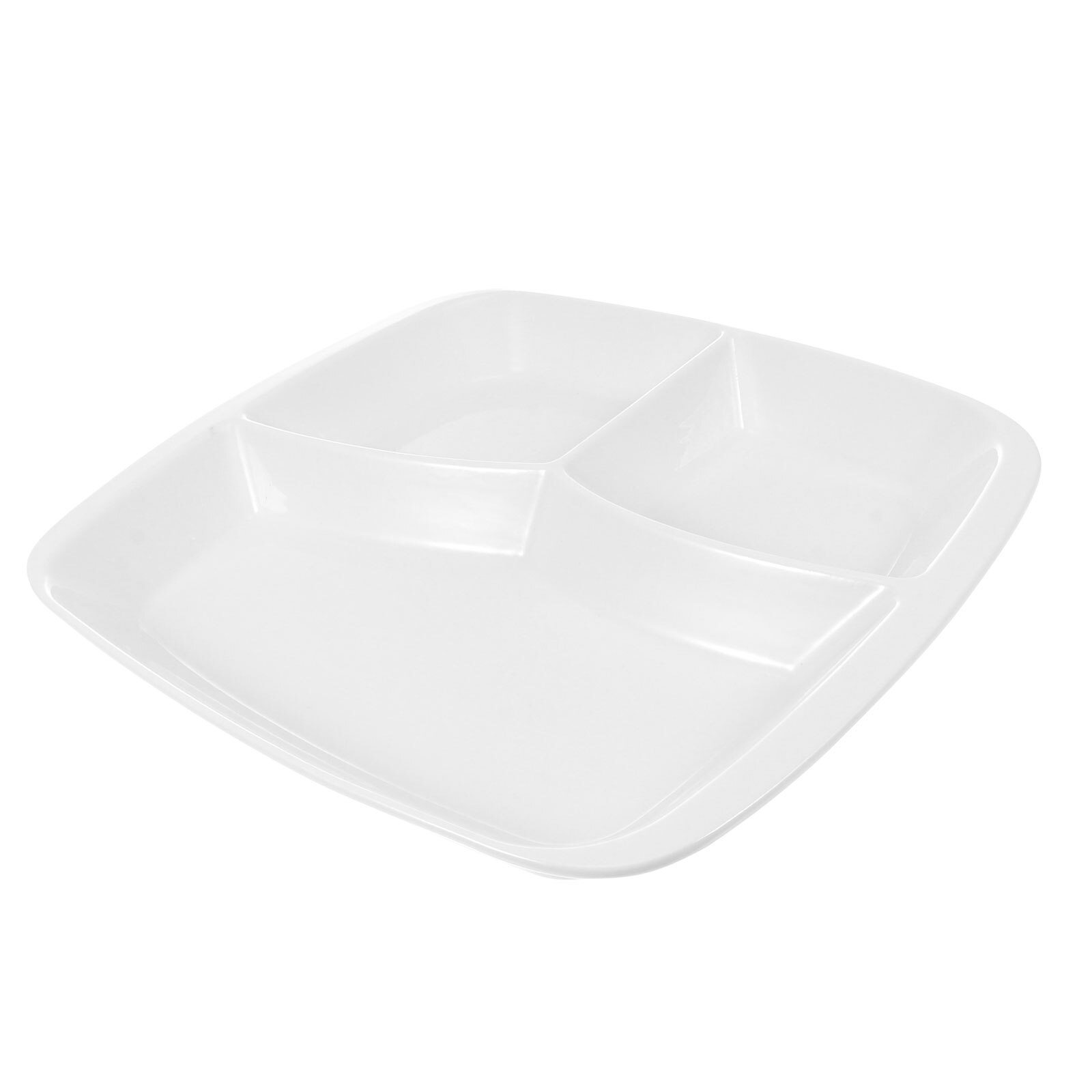 1Pc Ceramic Breakfast Plate Three-grid Plates Quantitative Plate (White)