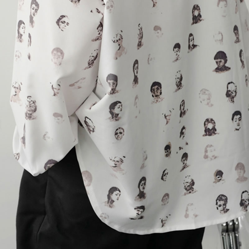 Xitao print kuvio paita naisten syksy tyyli temperamentti kaikki ottelu alaspäin kaulus kokohihainen pusero  zp1854