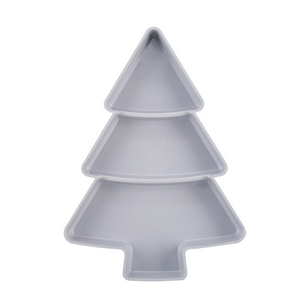 Christmas Tree Shape Candy Snacks Nuts Seeds Dry Fruits Plastic Plates Dishes Bowl Breakfast Tray Home Kitchen Gadgets: Gray