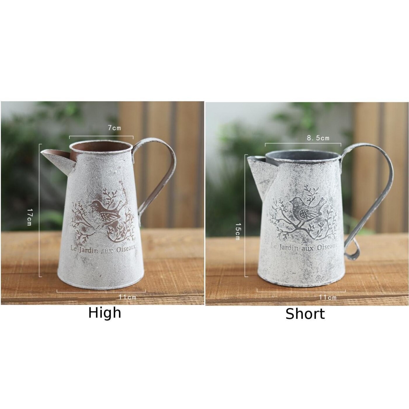 Tyhjä kastelukannu koristelu maaseudun puutarhakoti vintage rauta metalli käsityöt