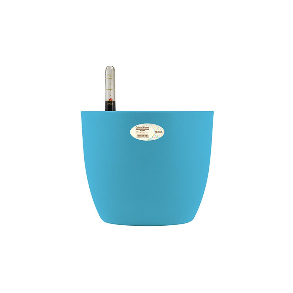 Fargerik selvvanning blomsterpotte fargerik plast blomsterpotte moderne dekorative planter pott hjemmekontor skrivebord dekorasjon: Blå / S