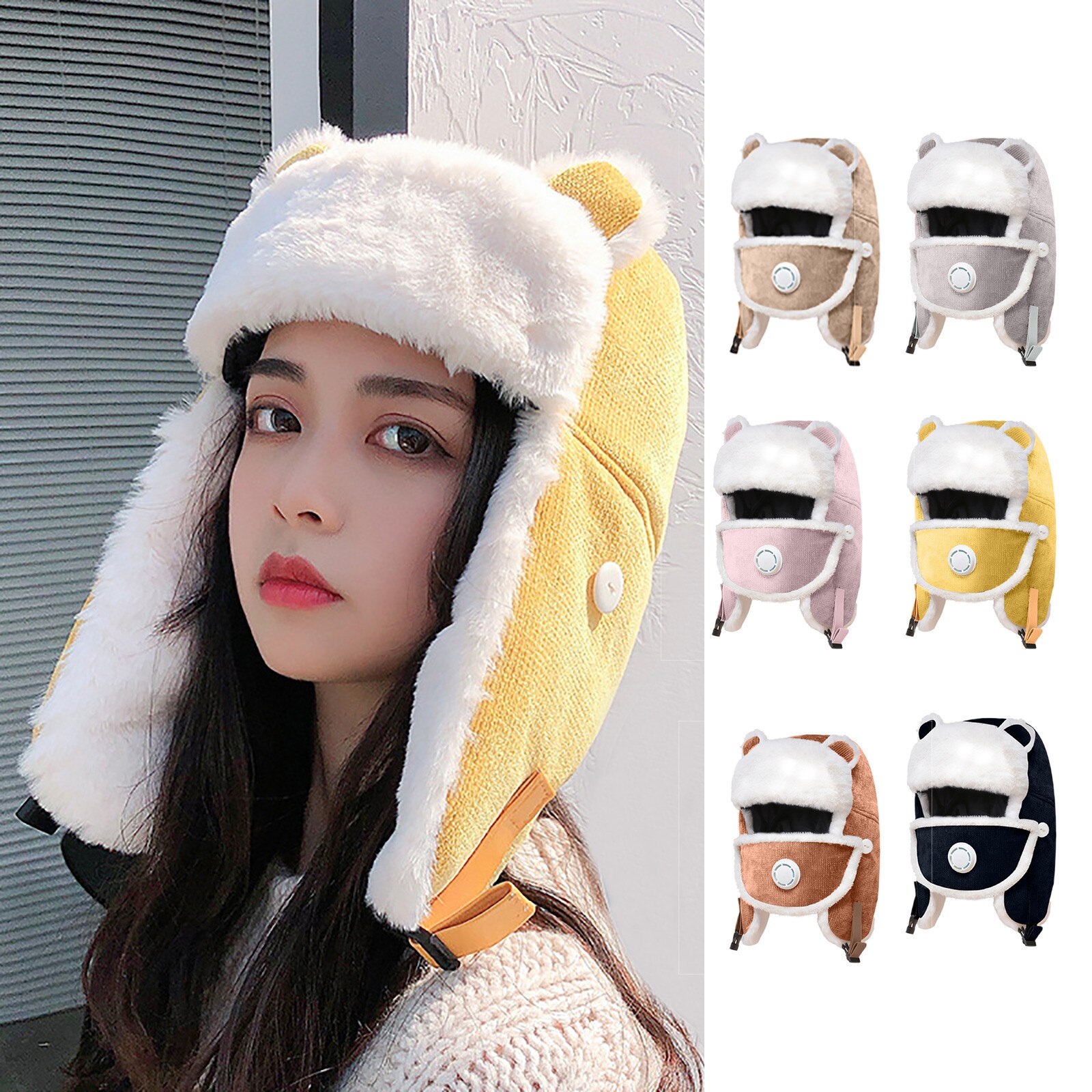 neue Herbst Winter Frauen Kabel Bomber Hütte Dicke Warme Freien Earflap Deckel Winddicht Süße Nette Katze Ohr Flieger Uschanka