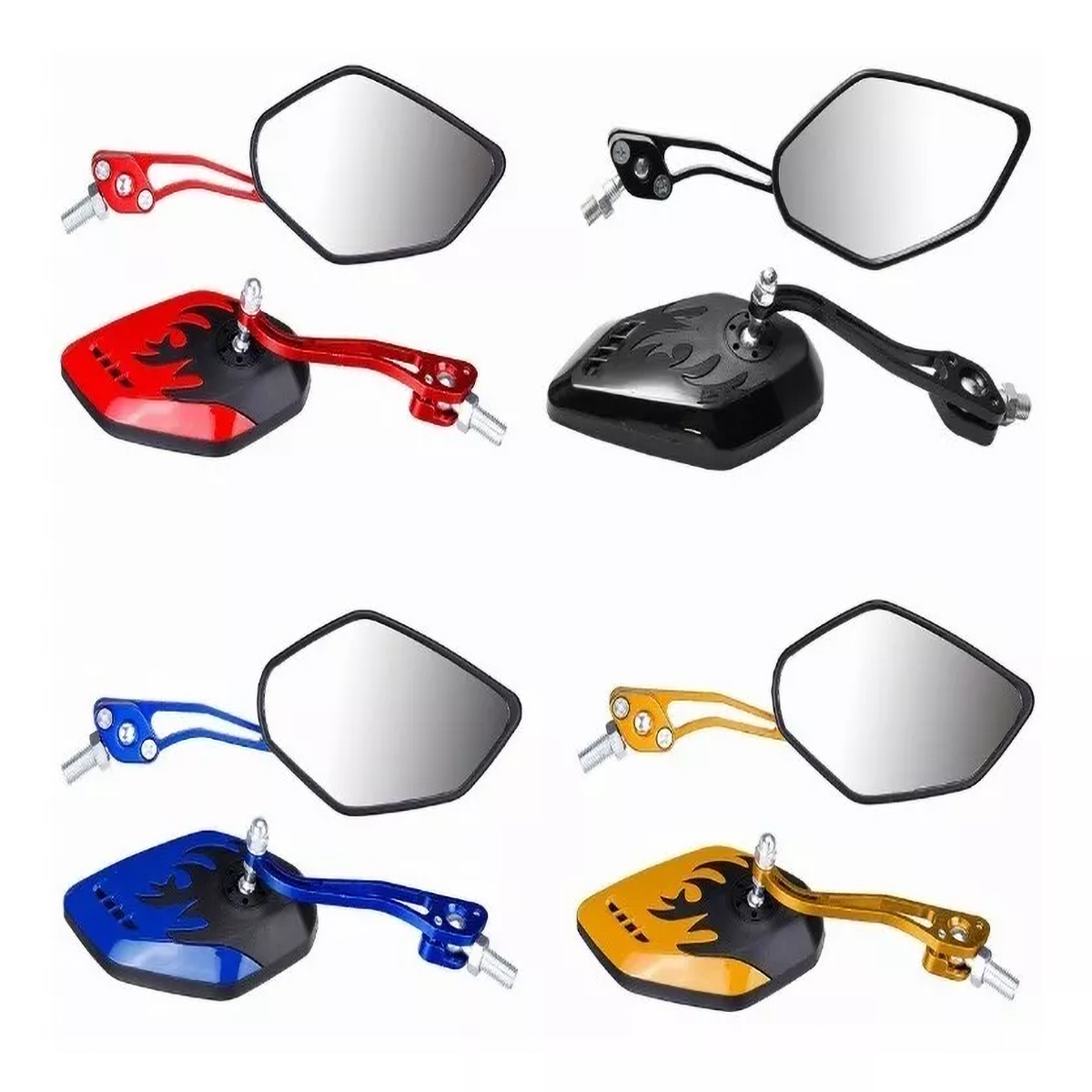 8 mm en 10 mm achteruitkijkglas motorfiets zijspiegels - 2 stuks voor cruisers, choppers, cafe rackers en terreinfietsen