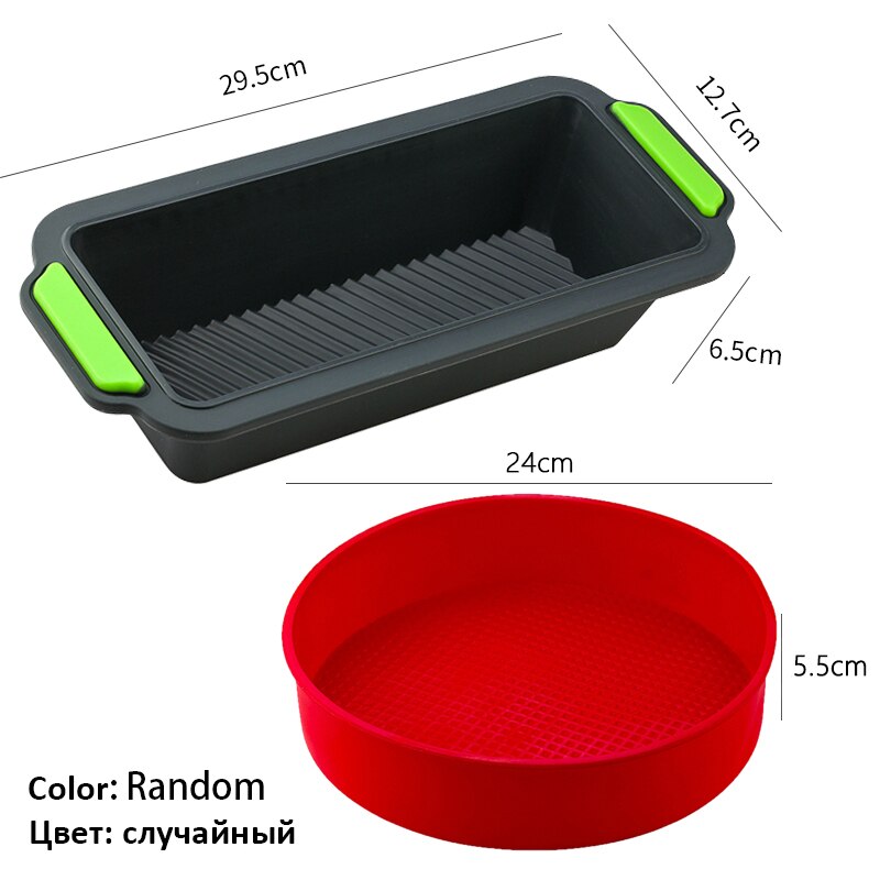 Siliconen Ronde Rechthoekige Mold Set Siliconen Cake Toast Brood Lade Mold Non-stick Kleur Willekeurige Bakken Tools: Sky Blue