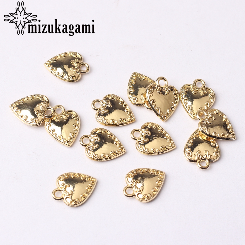 Zinklegering Charms Golden Mini Leuke Charms Hart 9*12mm 20 stks/partij Voor DIY Ketting Armband Sieraden maken Accessoires