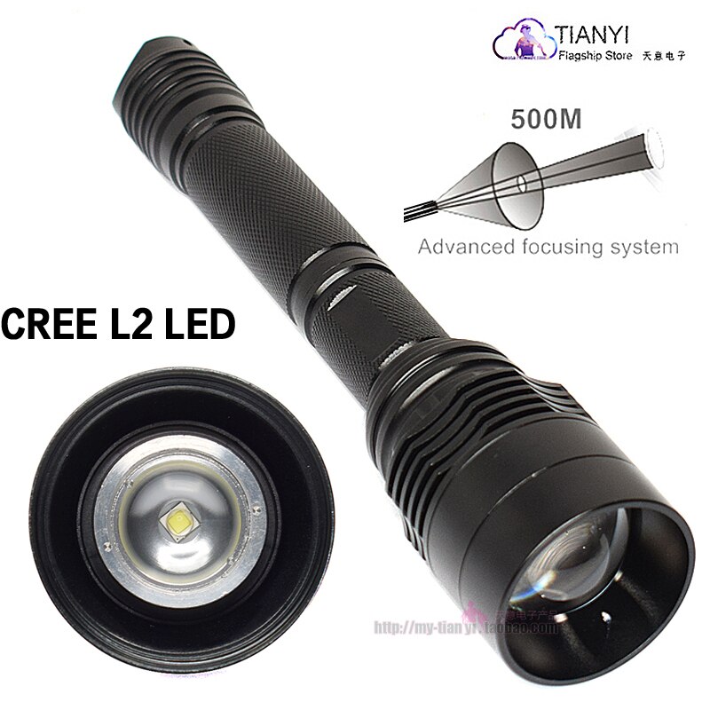 High-power flashlight L2 lamp beads strong light outdoor searchlight retractable focusing portable 18650LED flashlight