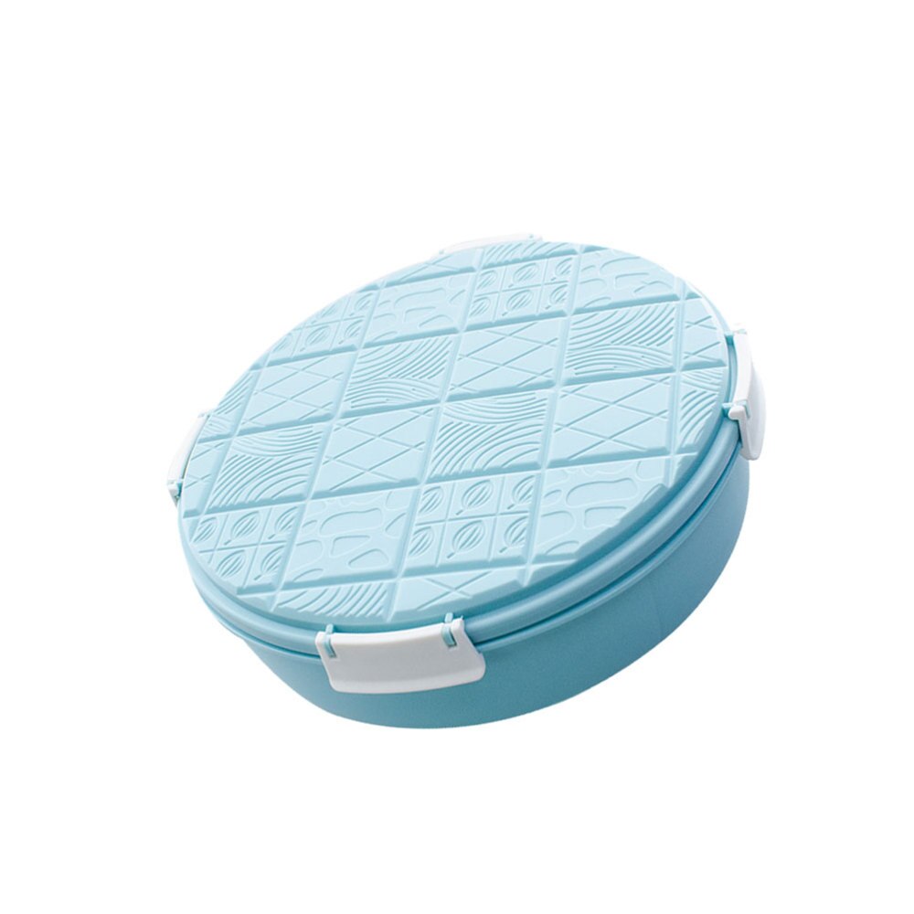 Cute Snack Serving Container Appetizer Tray Round Dried Fruit Organizer Divided Candy Nut Platter Dish with Lid (Blue)