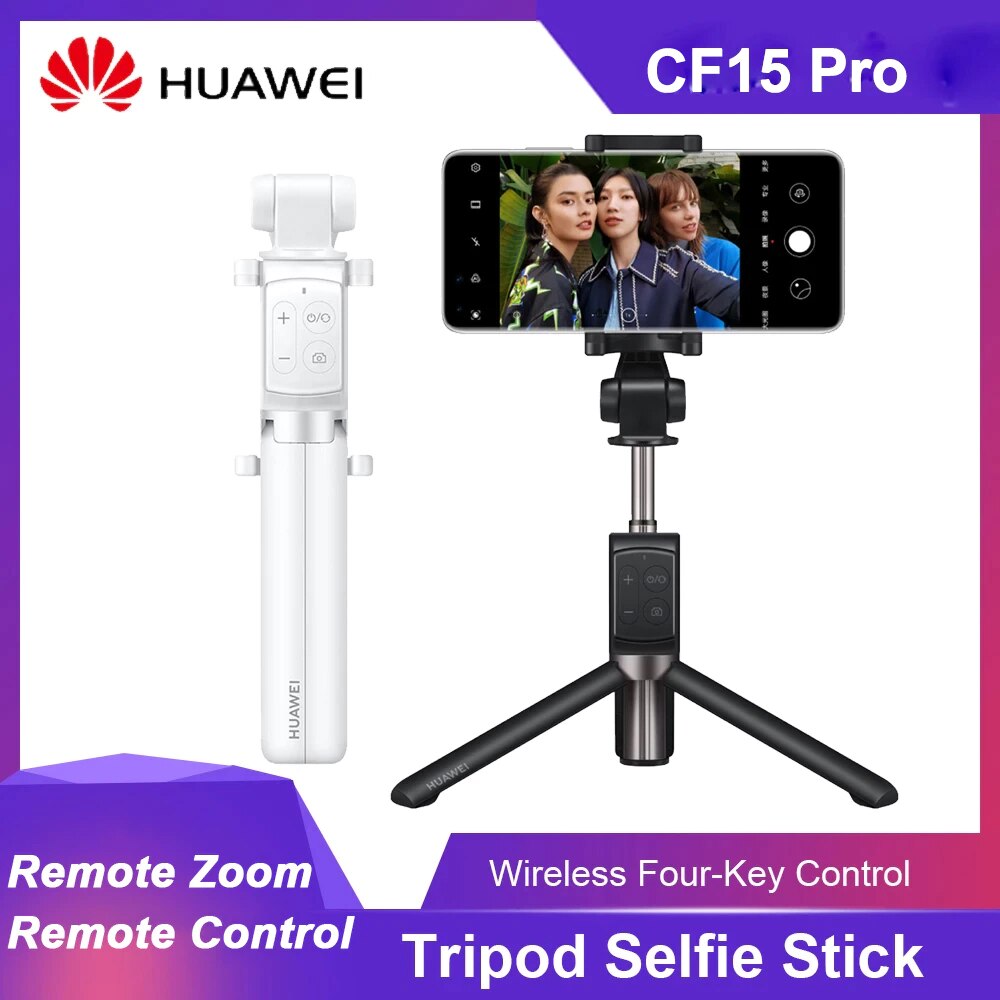 Huawei AF15 Draagbare Draadloze Bluetooth Selfie Stick Statief Monopod, Afstandsbediening Voor iOS Android, Zoom Controle Voor Huawei Telefoon. Telefoonstandaardhouder, lichtgewicht reis-selfiestick
