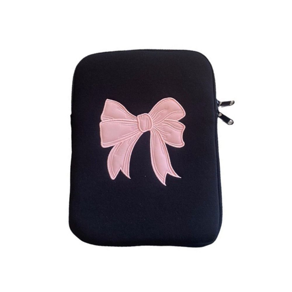 Pc-hoes met roze strik, tablethoes, tas, 11/13/15 inch beschermende laptoptas, geborduurde zwarte computeropbergtas, reistas: Beige