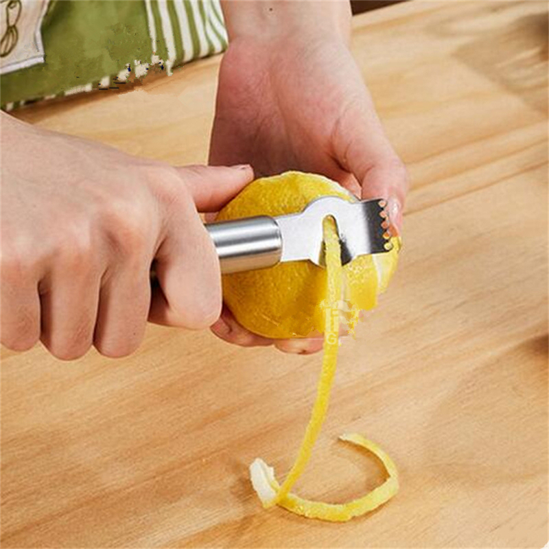 1pc Stainless Steel Fruit Peelers Lemon Orange Zester Grater Stainless Steel Grips Lime Zest Peeling Tool