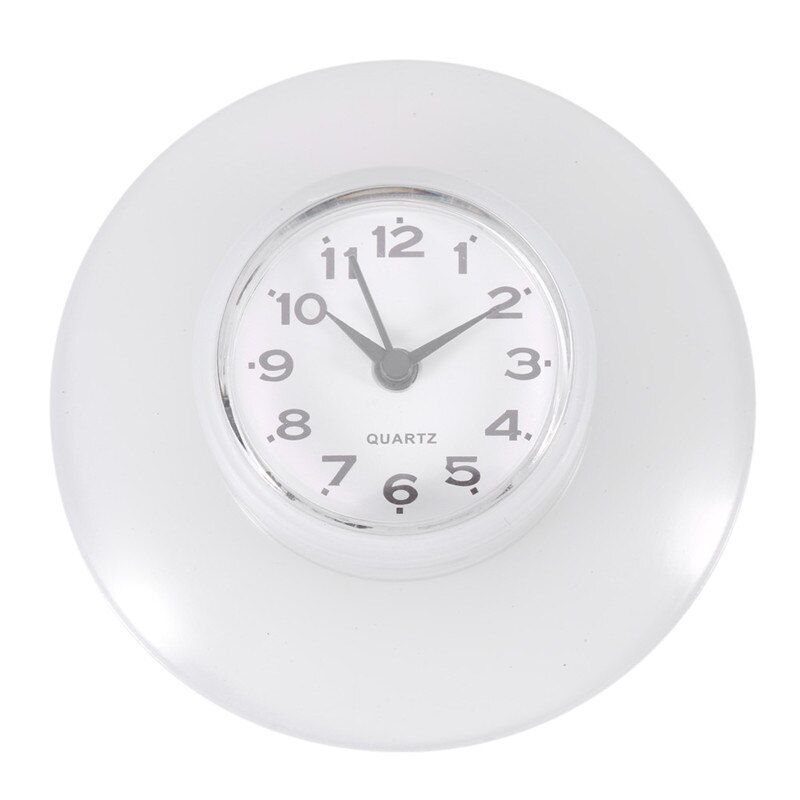 Wall Mount Bathroom Clock Waterproof Mini Watch Bathroom Accessories Products Mirror Suction Wall Clock Shower Quartz Clocks: white
