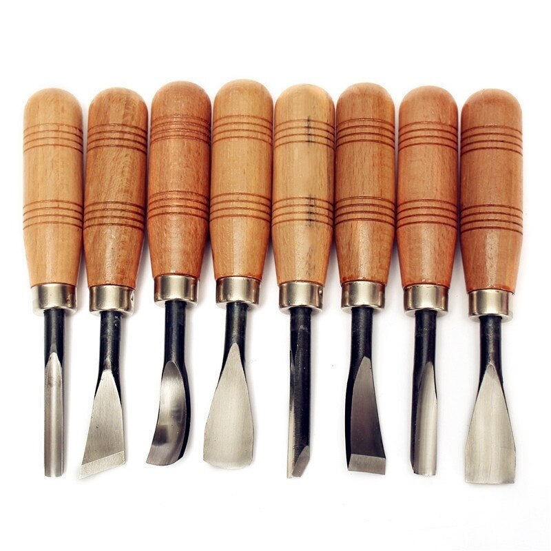 8Pcs and 6Pcs Woodpecker Dry Hand Wood Carving Tools, Woodworking Graver Chisel Kit Gouges Tools