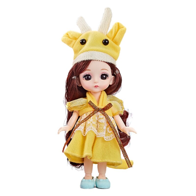 16cm Mini Zodiac Dress Up Doll 13 Moveable Jointed Animal Dolls Long Hair Make Up Body Dolls with Dress Toy for Girls: Default Title