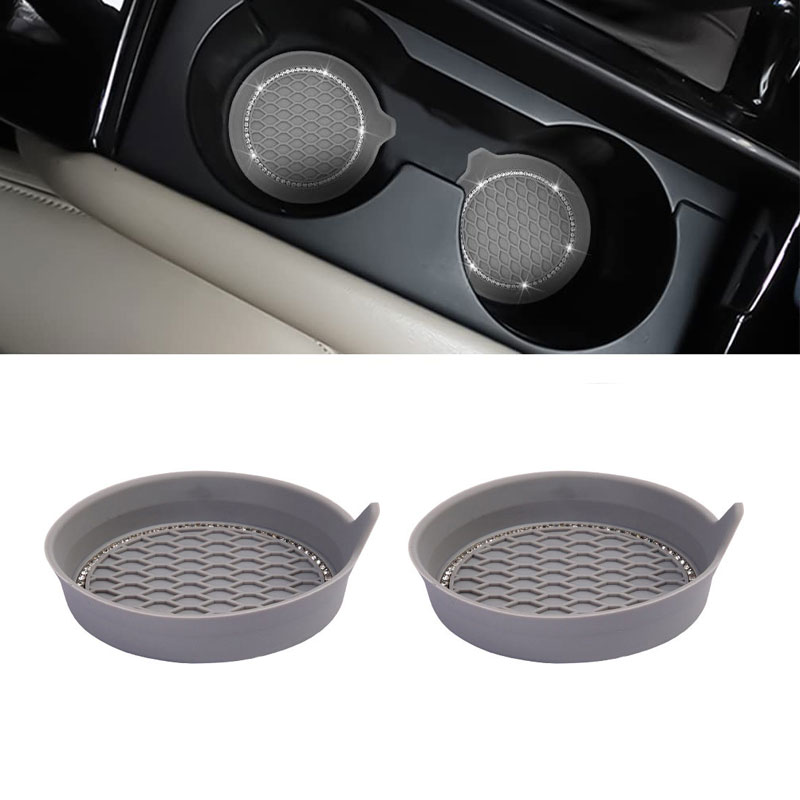 2/4 Stuks Auto Bekerhouder Coaster Siliconen Bekerhouder Met Bling Crystal Rhinestone Insert Antislip Bekerhouders stille Cup Pad: Oranje