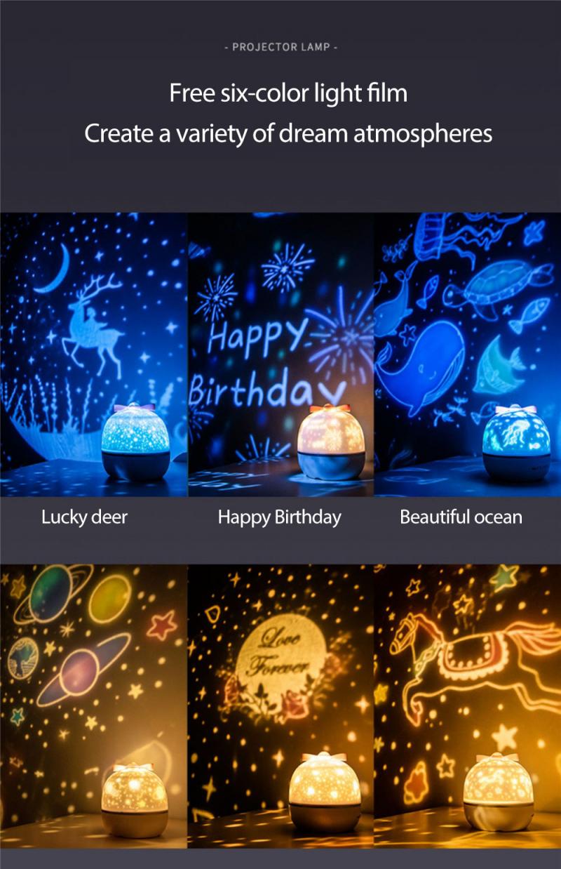 Star Music Projector Night Light Universe Starry Sky Rotate Chargeable LED Lamp Romantic Star Kids Home Bedroom Party Decor