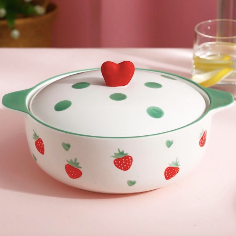 nordycki ceramiczna salaterka z pokrywką z uchwytem duża miska na owoce cukierki kolor zupa deserowa duża miska kuchenka mikrofalowa specjalna