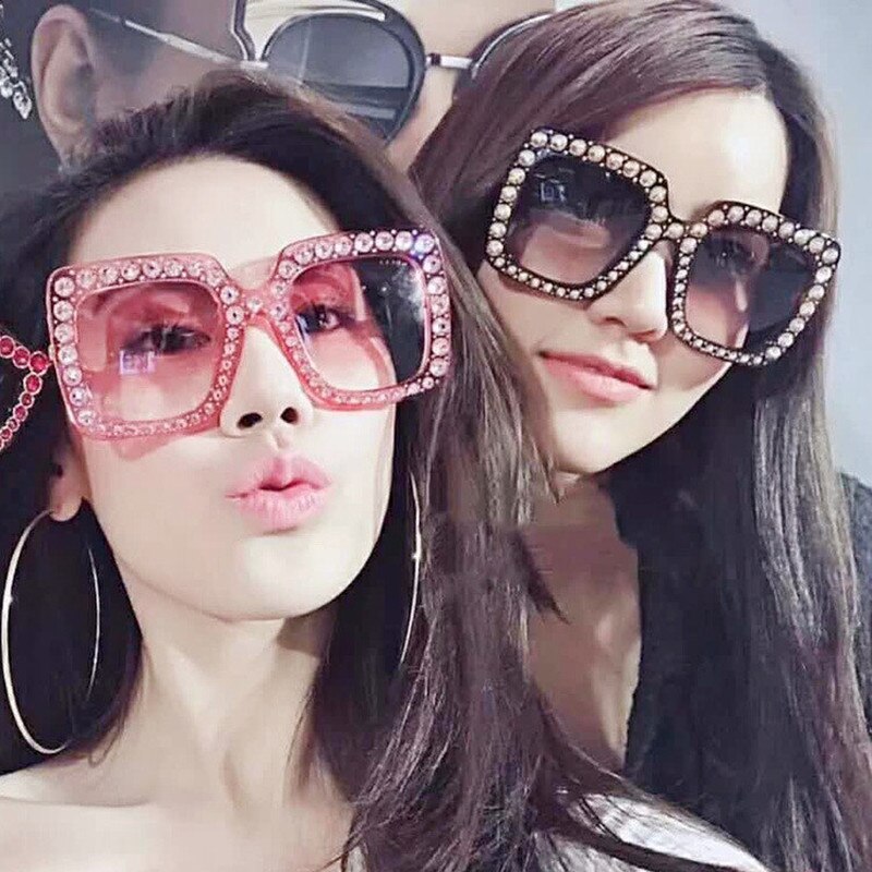 Shining Diamond Sunglasses Women Brand Flash Square Shades Female Mirror Sun Glasses