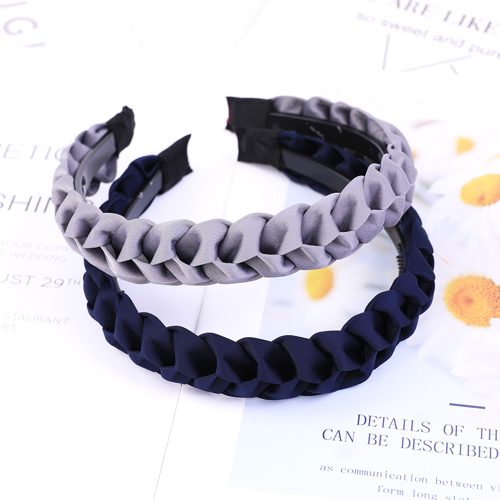 Cinta de pelo trenzada para niña y mujer, cintas elásticas para el cabello, antideslizantes, diademas tejidas a la , accesorios para el cabello con bisel