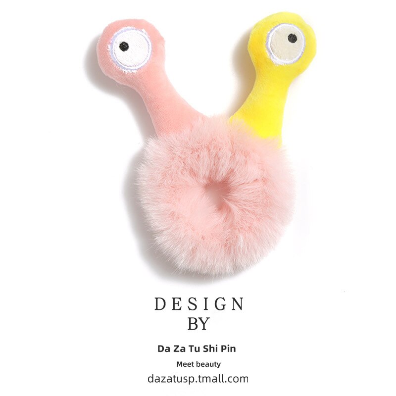 Winter Girls Cute Cartton Animals Ears Plush Scrunchie Ponytail Holder Hair Rubber Bands Headband Hair Accessories: 17