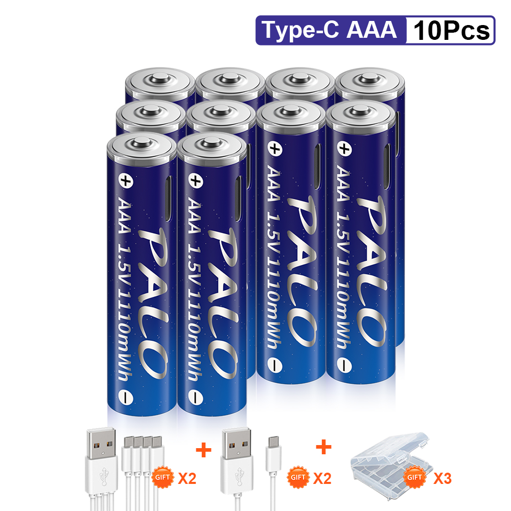 Charge rapide 1.5V AAA batterie Lithium-ion 1110mWh AAA USB batterie Rechargeable au Lithium USB pour souris sans fil + câble USB: Bleu