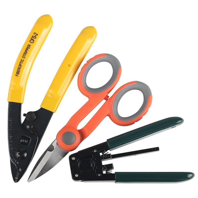 Fiber optic tool kits FTTH stripping + double hole fiber pliers stripper Tool+Scissors(3 packs)