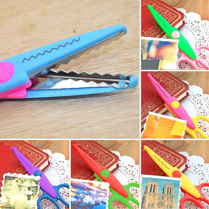 6 Pcs DIY Paper Scissors Postmark Large Serrated Small Serrated Castle Mini Wave Big Wave Student Paper Paper Cutting Tools