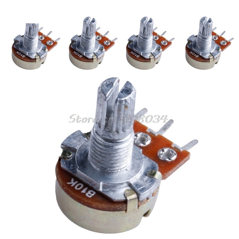 5Pcs B10K Ohm Linear Taper Rotary Potentiometer Panel Pot 15 Mm S08 &