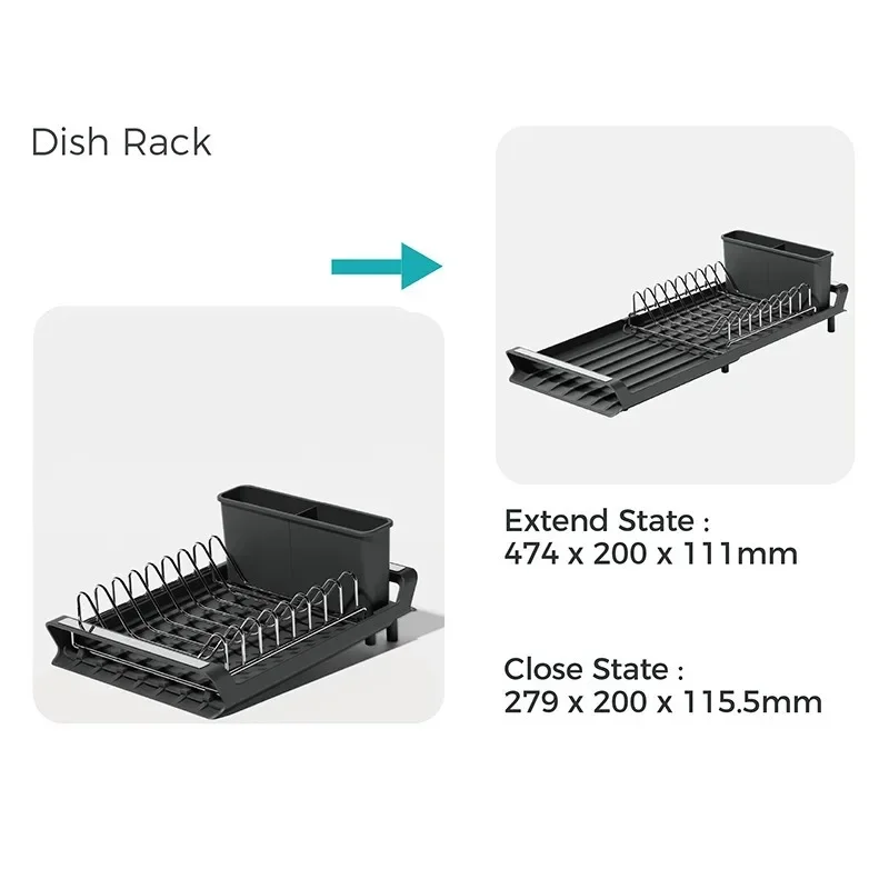 1pcs Expandable Small Dish Drying Rack Dish Racks for Kitchen Counter Dish Drainer Removable Cutlery Holder Kitchen Organization
