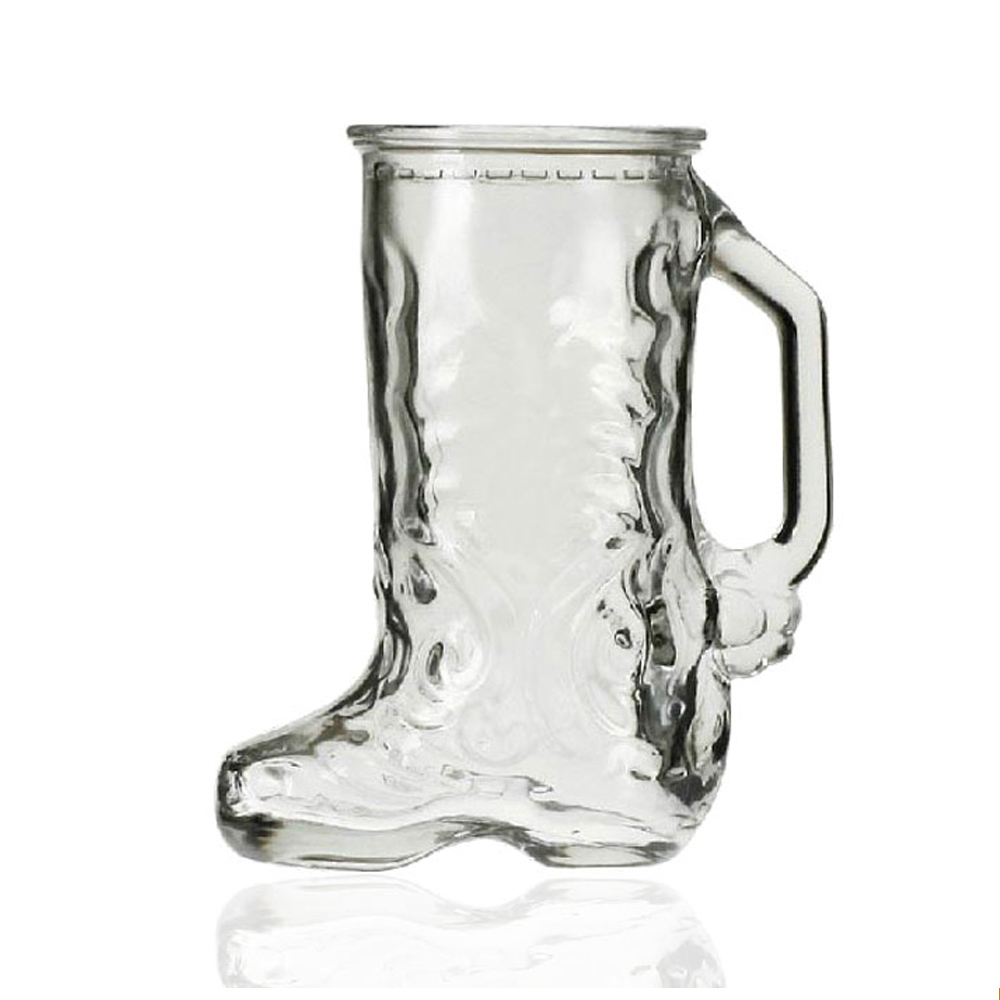 Novelty Glass Boot Shape Beer Water Mug Cup 500ml Drinking Coffee Cappuccino Cocktail Tea Cups Camping Tumbler with Handle