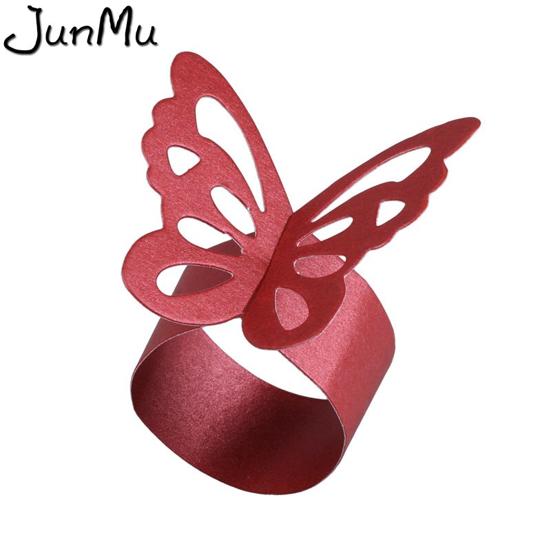 Butterfly Paper Servetringen Voor Bruiloft Decoratie Feestartikelen Diner Banket Tafel Decoratie Accessoires 50 Stks/partij: burgundy